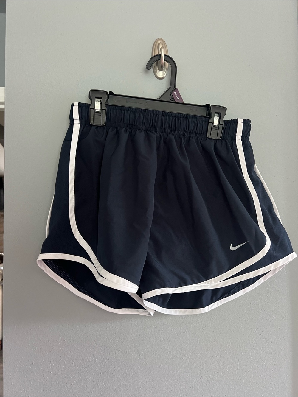 Nike Women's Navy Athletic Shorts with White Piping